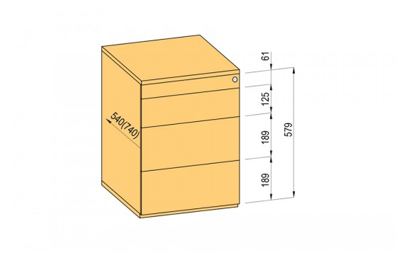 K-BBP kontejner 540/392 mm typ 4 zásuvka plast částečný výsuv TipAer
