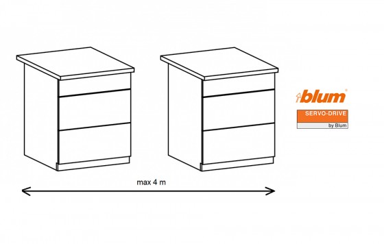 K-BLUM Servodrive sada, 2 korpusy x 3 zásuvky, korpus 660-669 mm
