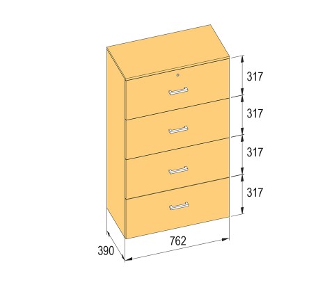 K-BBP kartotéka typ R4 pro vnitřní šířku 762/390 mm výška 1276mm s tlumením