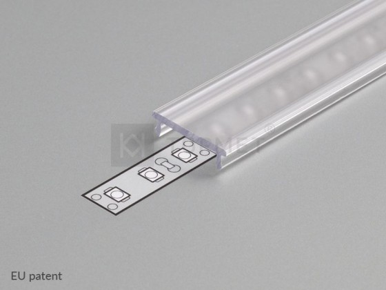 StrongLumio krycí lišta F k LED profilům 14 naklapávací 2000mm průsvitná