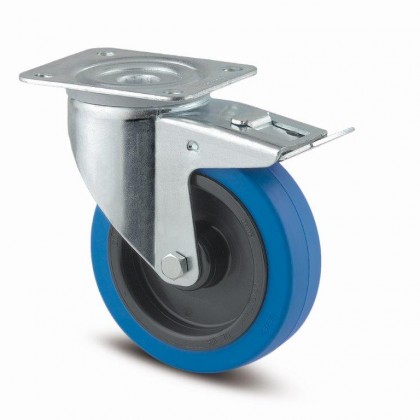 TENTE kolečko otočné 3477 měkčený běhoun průměr 100mm s brzdou modrá