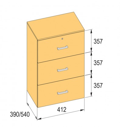K-BBP kartotéka typ R3 pro vnitřní šířku 412/390 mm výška 1076mm s tlumením
