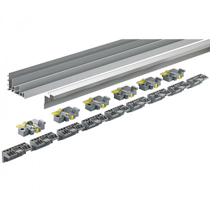 K-HETTICH TopLine XL horní a spodní vedení s příchyty 5300mm stříbrná elox