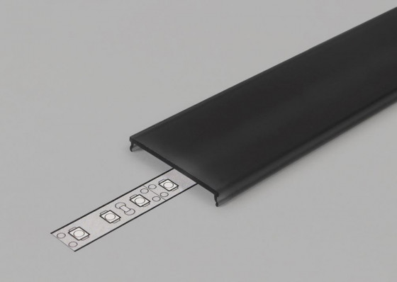 StrongLumio krycí lišta F k LED profilům 14 naklapávací 1000mm černá
