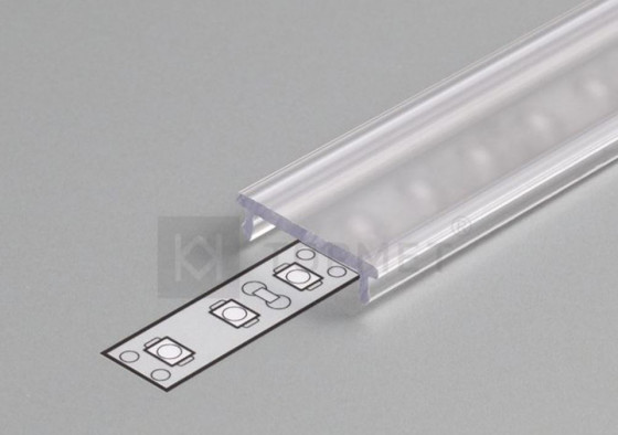 StrongLumio krycí lišta F k LED profilům 14 naklapávací 3000mm průsvitná