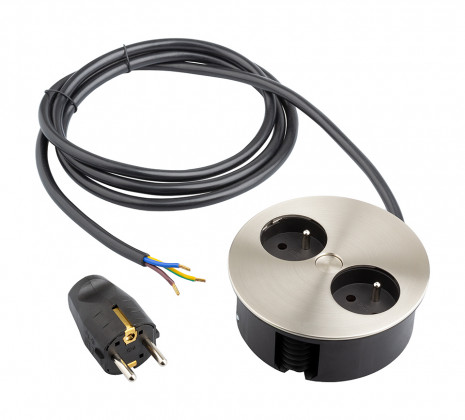 BACHMANN 931.002 elektrická zásuvka Twist, 2x 230V Francouzská nerez