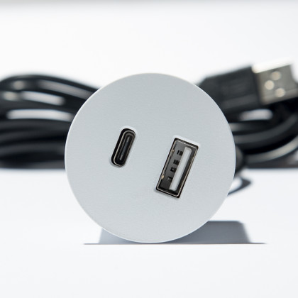 VersaPick nabíječka, 1x USB A/C, kulatý, bílá mat RAL 9003