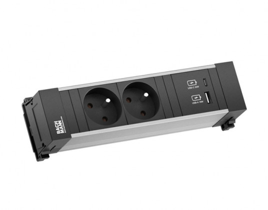 BACHMANN 916.525 zásuvková jednotka 2x 230V Francouzská, USB A+C 22W