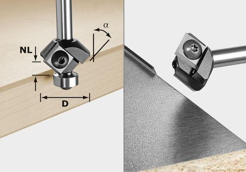 FESTOOL 499807 Fazetovací fréza s výměnnými břit. dest. S8 HW 45° D27 12x12 KL