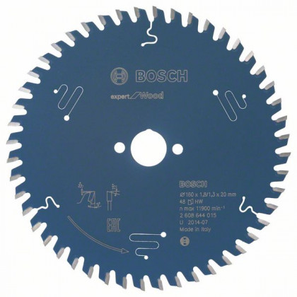 BOSCH 2608644015 Pilový kotouč Expert for Wood 160 x 20 x 1,8 mm, 48