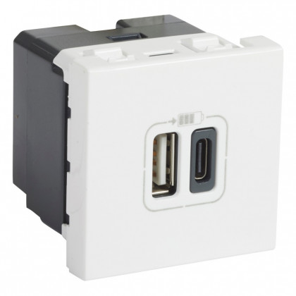 LEGRAND 077592 Pop-up díl USB A/C nabíječka, (2mod), bílá, 3A
