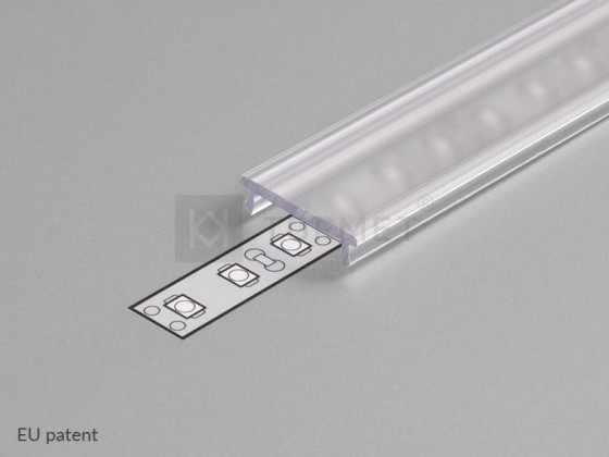 StrongLumio krycí lišta C k LED profilům naklapávací, 2000mm průsvitná