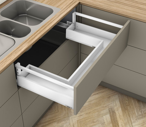K-BLUM Merivobox, zásuvka E reling 450mm/40kg, bílá, Inserta, dřez