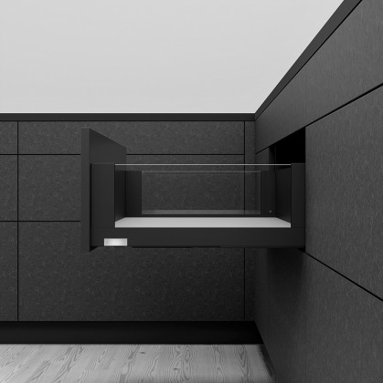 K-BLUM Legrabox, zásuvka C free 500mm/40kg, Blumotion/TOB, černá, vnitř., reling