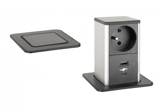 StrongPower PowerUp zásuvka, 1x230V, Francouzská, USB A+C nabíjecí, černá