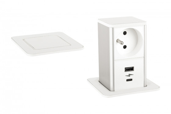 StrongPower PowerUp zásuvka, 1x230V, Francouzská, USB A+C nabíjecí, bílá