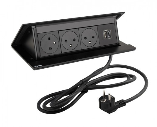 LEGRAND elektrická zásuvka PopUp, 3x 230V Francouzská, 1x USB A+C, černá matná