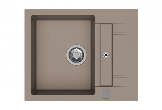 StrongSinks S3 Dřez granit Vardar 615 615x500mm s odkapem a vaničkou béžová