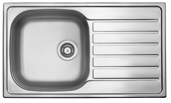 StrongSinks S1 Dřez Mohan 860x500mm s odkapem, horní montáž, nerez satén