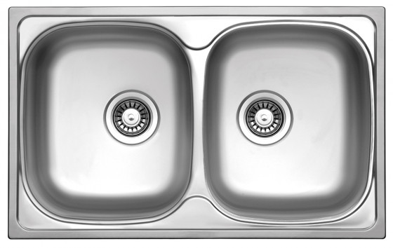 StrongSinks S1 Dřez Welland 780x480mm, dvojitý, horní montáž, leštěná nerez
