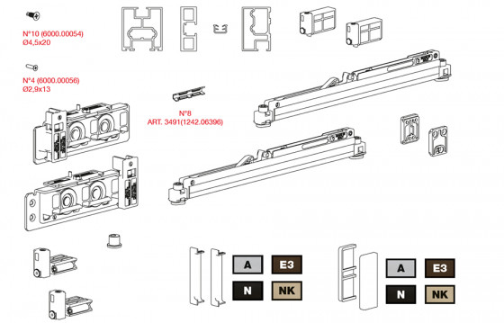 TERNO Diva Fluid Frame sada pro rámové dveře 80kg 1200/2600, 2x tlumič, černá