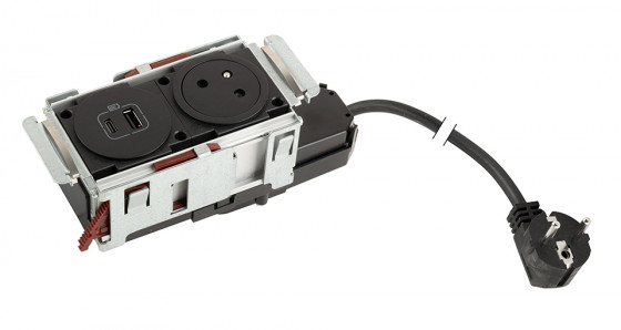 LEGRAND DisqIn 1x230, 1x USB A+C, černá