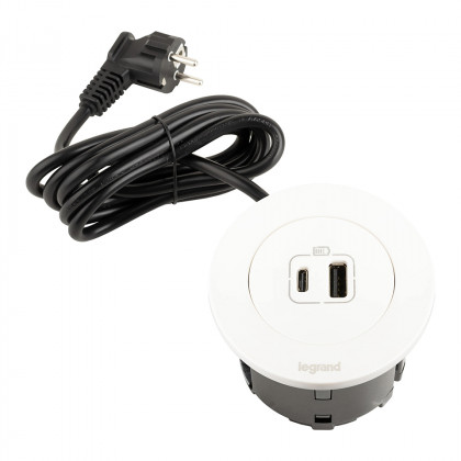 LEGRAND elektrická zásuvka Disq60 1x USB A+C nabíječka + 2m kabel, bílá
