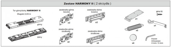 SEVROLL 05886 Harmony II sada kování pro dvoje dveře 1650 - 2050m,16-45mm, 60 kg