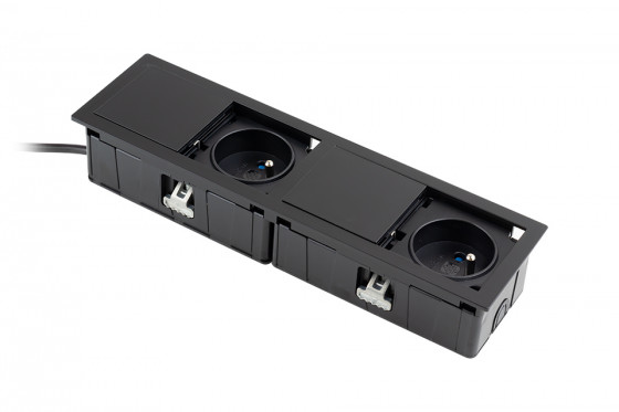 VersaHit Mono combi elektrická zásuvka 2x230V, Francouzská, černá matná
