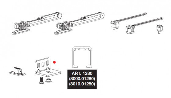 TERNO Step sada kování pro posuvné dveře 30-80kg,2x tlumič,lišta 1650mm,příchyty