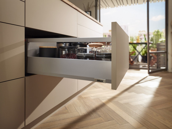 K-BLUM Merivobox, zásuvka E reling 450mm/70kg, světle šedá IG, Inserta