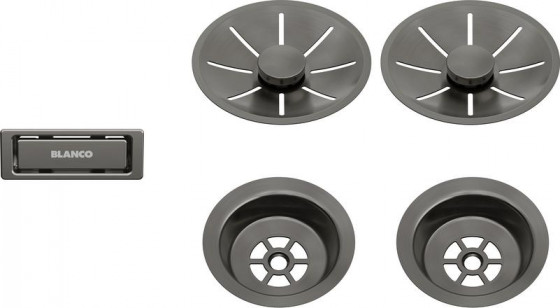 BLANCO 206901 Příslušenství odtoková sada s přepadem dvoudřez Satin Dark Steel