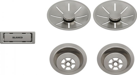 BLANCO 207410 Příslušenství odtoková sada s přepadem dvoudřez Satin Platinum