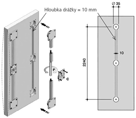 SISCO 0016/100 výztuha posuvných dveří černá