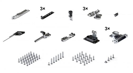 HAWA 31504 Folding Concepta III 20 Push do pouzdra základní sada, 1200 - 2200mm