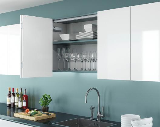 K-HETTICH WingLine S,lehké dveře,bez dolního vedení,1200mm,4 závěsy S,L+P,bílý
