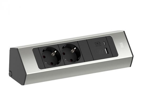 BACHMANN 932.002 Casia 2, 2x230V + 1xUSB A/C, imitace nerezi schuko