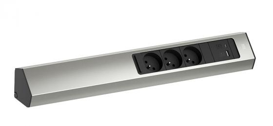 BACHMANN 932.007 Casia 2, 3x230V + 1xUSB A/C, imitace nerezi