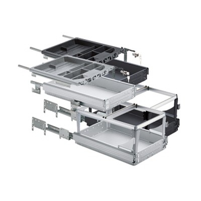 HETTICH 46735 sada kontejner s částečnými a plnovýsuvy, SiSy, 392x530 mm, černá