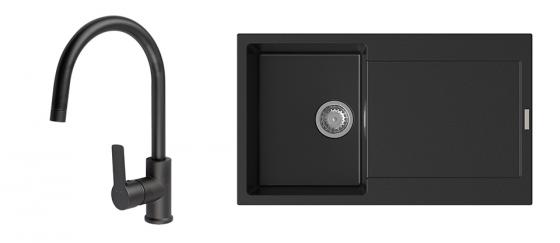 K-StrongSinks S3 Set dřez Zala 860x500mm granit černá + Baterie Loira černá
