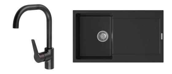K-StrongSinks S3 Set dřez Zala 860x500mm granit černá + Baterie Garonne černá