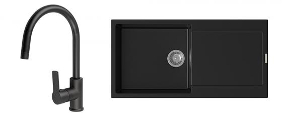 K-StrongSinks S3 Set dřez Zala 1000x500mm granit černá + Baterie Loira černá