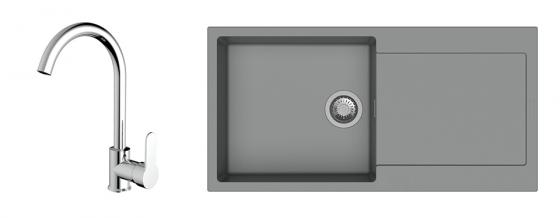 K-StrongSinks S3 Set dřez Zala 1000x500mm granit šedá + Baterie Seina chrom