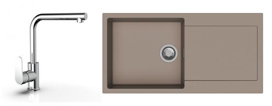 K-StrongSinks S3 Set dřez Zala 1000x500mm granit béžová+ Baterie  Stréva chr.