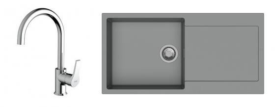 K-StrongSinks S3 Set dřez Zala 1000x500mm granit šedá + Baterie Rhona chrom