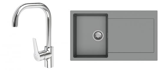 K-StrongSinks S3 Set dřez Zala 860x500mm granit šedá + Baterie Garonne chrom