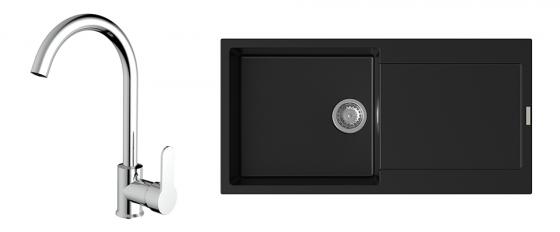 K-StrongSinks S3 Set dřez Zala 1000x500mm granit černá + Baterie Seina chrom
