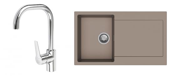 K-StrongSinks S3 Set dřez Zala 860x500mm granit béžová + Baterie Garonne chrom