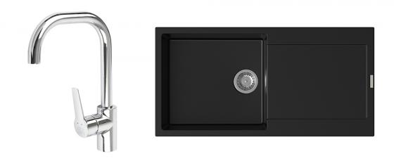 K-StrongSinks S3 Set dřez Zala 1000x500mm granit černá + Baterie Garonne chr.
