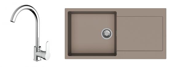 K-StrongSinks S3 Set dřez Zala 1000x500mm granit béžová + Baterie Seina chrom